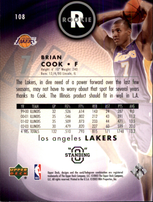 2003/2004 Standing O (Upper Deck) Basketball Part 1 Main Set - Picture 199 of 231