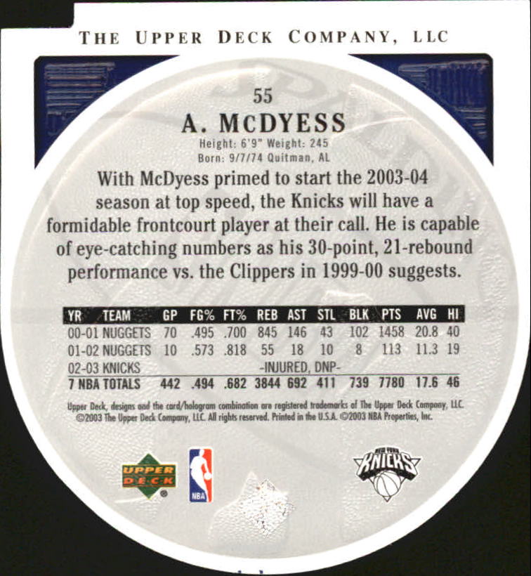 2003/2004 Standing O (Upper Deck) Basketball Part 2 Die Cuts/Embossed - Picture 103 of 173