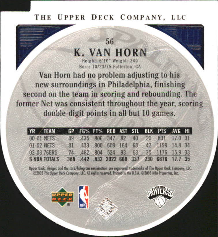 2003/2004 Standing O (Upper Deck) Basketball Part 2 Die Cuts/Embossed - Picture 105 of 173