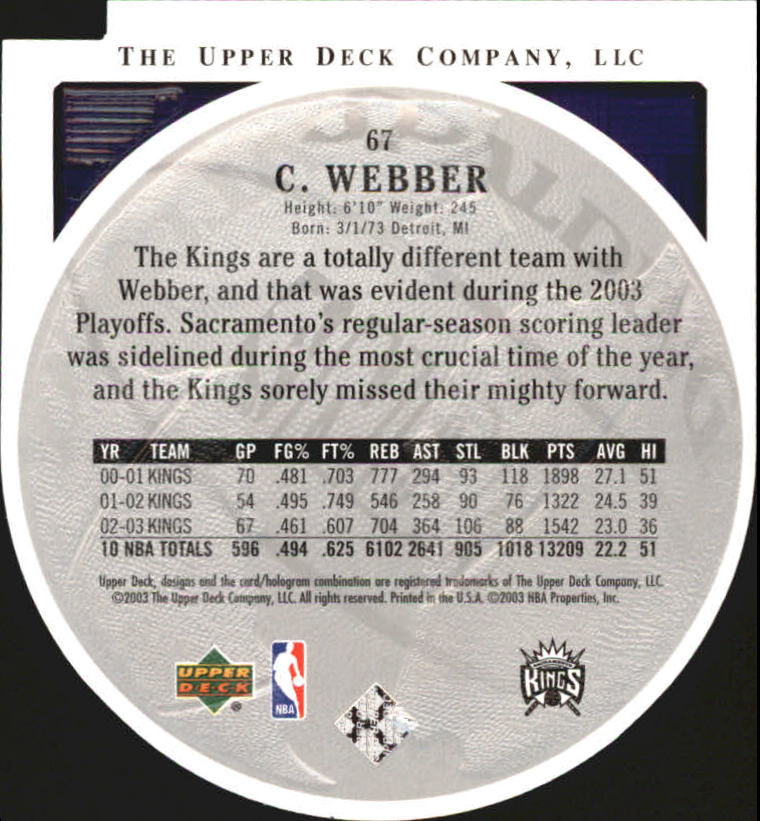 2003/2004 Standing O (Upper Deck) Basketball Part 2 Die Cuts/Embossed - Picture 125 of 173