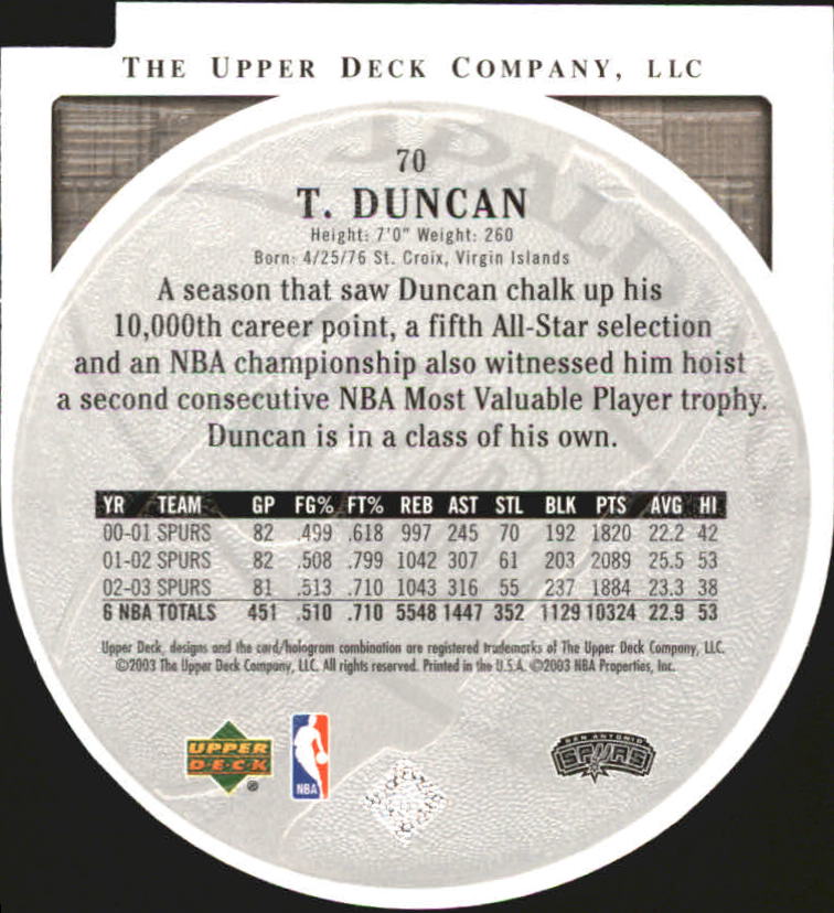 2003/2004 Standing O (Upper Deck) Basketball Part 2 Die Cuts/Embossed - Picture 131 of 173
