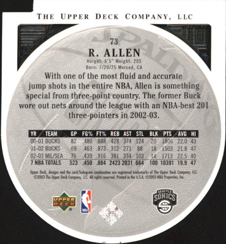 2003/2004 Standing O (Upper Deck) Basketball Part 2 Die Cuts/Embossed - Picture 137 of 173