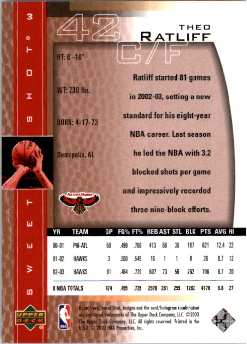 2003/2004 Sweet Shot (Upper Deck) Basketball - Picture 217 of 221