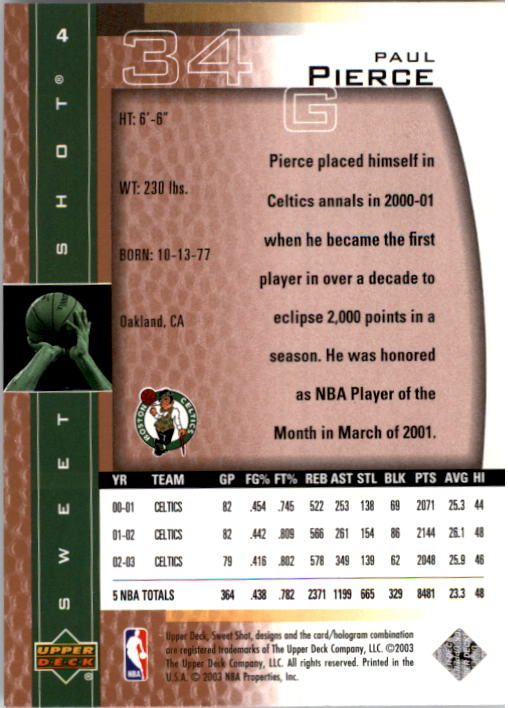 2003/2004 Sweet Shot (Upper Deck) Basketball - Picture 215 of 221