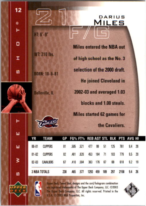 2003/2004 Sweet Shot (Upper Deck) Basketball - Picture 201 of 221