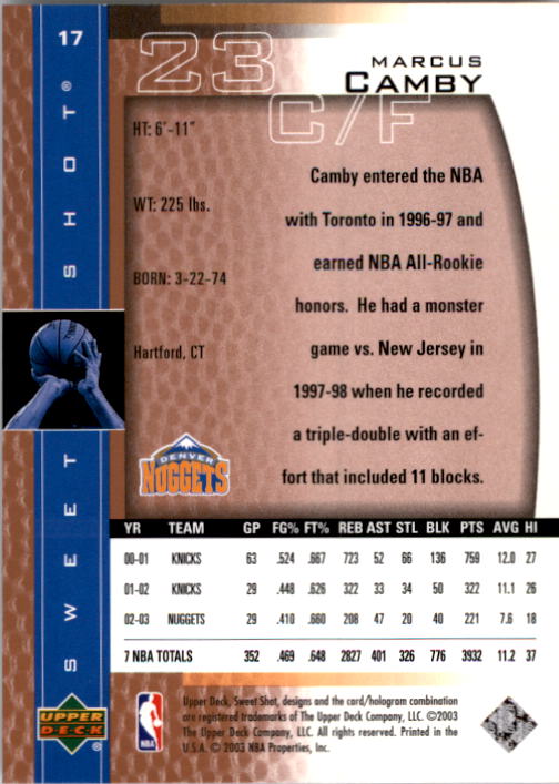 2003/2004 Sweet Shot (Upper Deck) Basketball - Picture 191 of 221