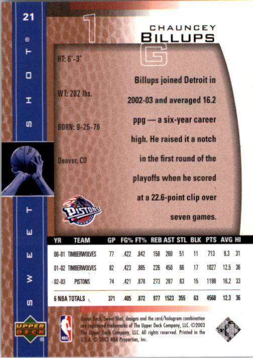 2003/2004 Sweet Shot (Upper Deck) Basketball - Picture 183 of 221