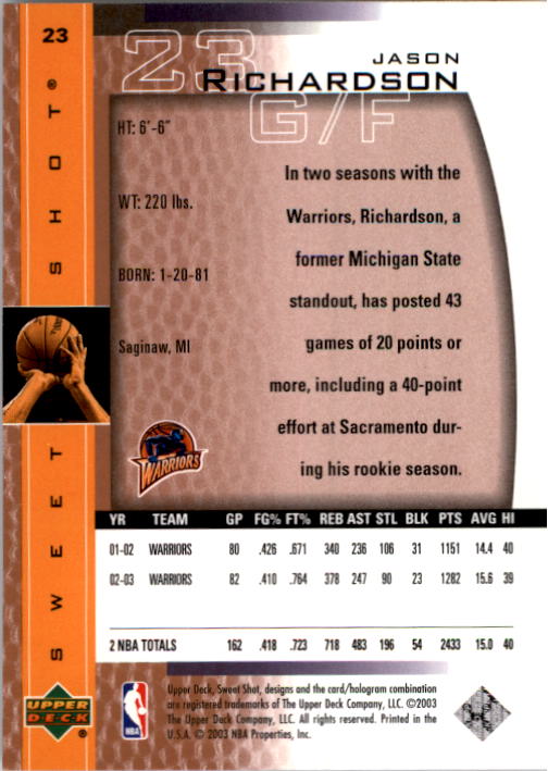 2003/2004 Sweet Shot (Upper Deck) Basketball - Picture 179 of 221