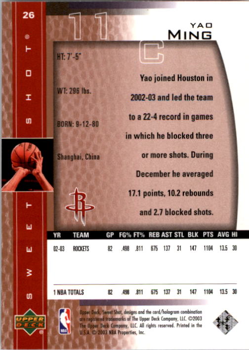 2003/2004 Sweet Shot (Upper Deck) Basketball - Picture 173 of 221