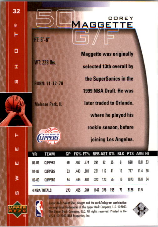 2003/2004 Sweet Shot (Upper Deck) Basketball - Picture 161 of 221