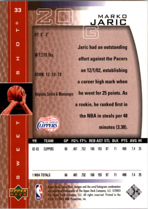 2003/2004 Sweet Shot (Upper Deck) Basketball - Picture 159 of 221
