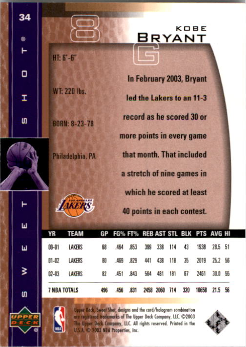 2003/2004 Sweet Shot (Upper Deck) Basketball - Picture 157 of 221