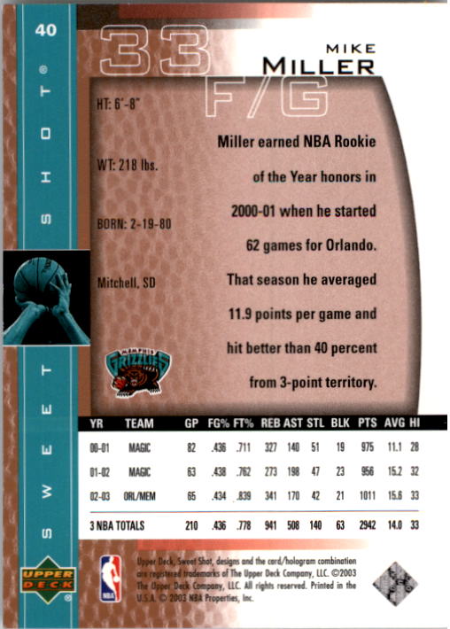 2003/2004 Sweet Shot (Upper Deck) Basketball - Picture 145 of 221