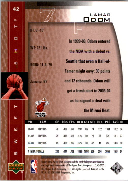 2003/2004 Sweet Shot (Upper Deck) Basketball - Picture 141 of 221