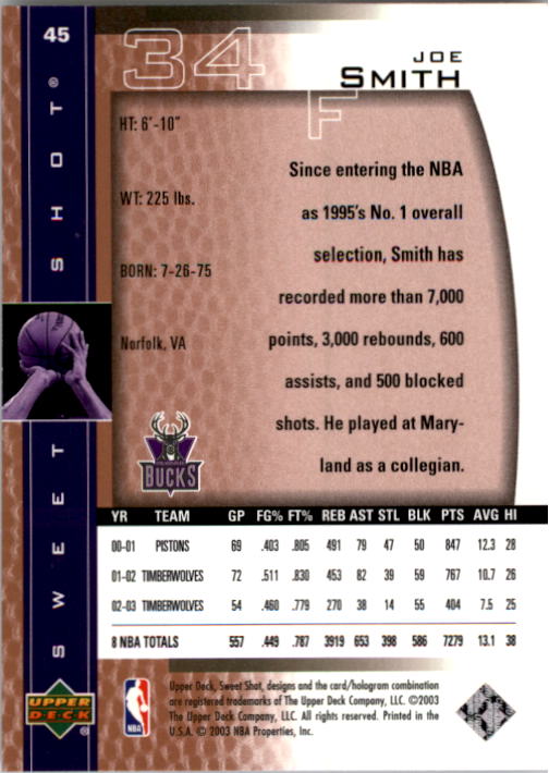 2003/2004 Sweet Shot (Upper Deck) Basketball - Picture 135 of 221