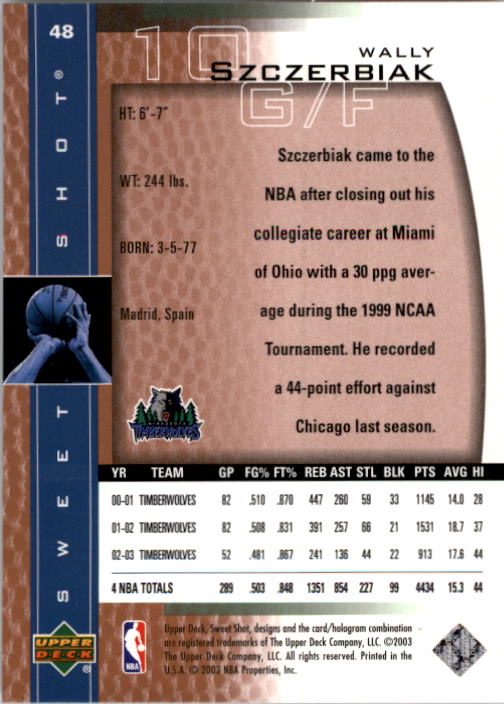 2003/2004 Sweet Shot (Upper Deck) Basketball - Picture 129 of 221