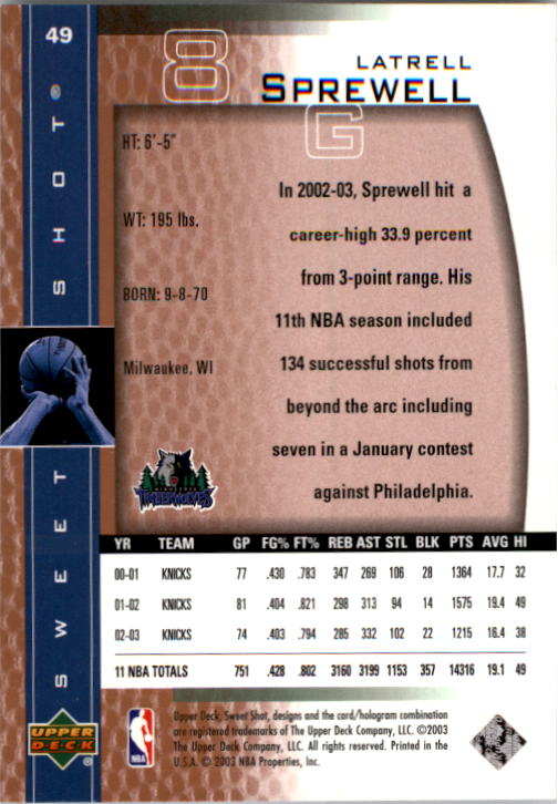 2003/2004 Sweet Shot (Upper Deck) Basketball - Picture 127 of 221