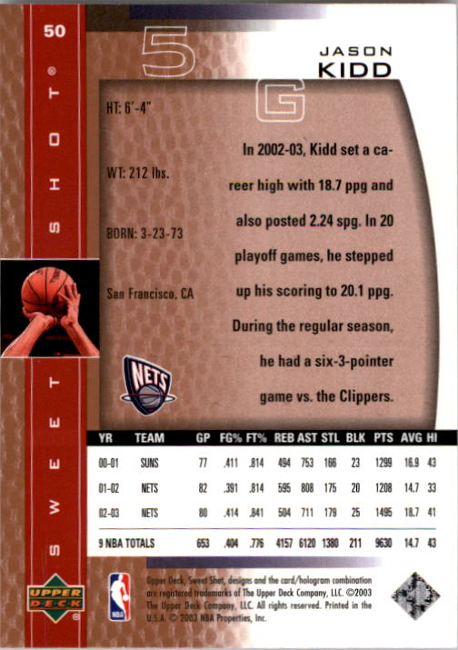 2003/2004 Sweet Shot (Upper Deck) Basketball - Picture 125 of 221