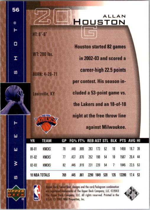 2003/2004 Sweet Shot (Upper Deck) Basketball - Picture 113 of 221
