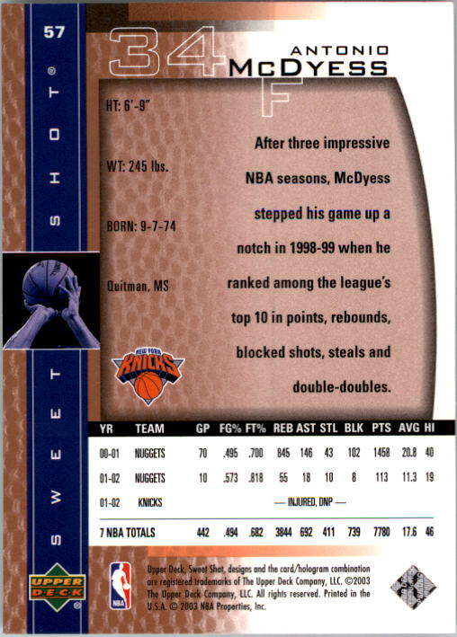 2003/2004 Sweet Shot (Upper Deck) Basketball - Picture 111 of 221