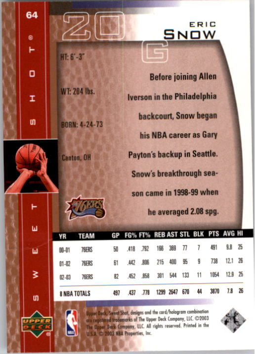 2003/2004 Sweet Shot (Upper Deck) Basketball - Picture 99 of 221