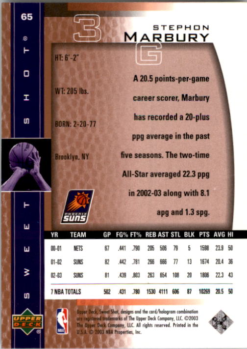 2003/2004 Sweet Shot (Upper Deck) Basketball - Picture 95 of 221