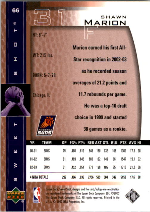 2003/2004 Sweet Shot (Upper Deck) Basketball - Picture 93 of 221