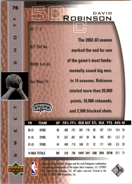 2003/2004 Sweet Shot (Upper Deck) Basketball - Picture 73 of 221
