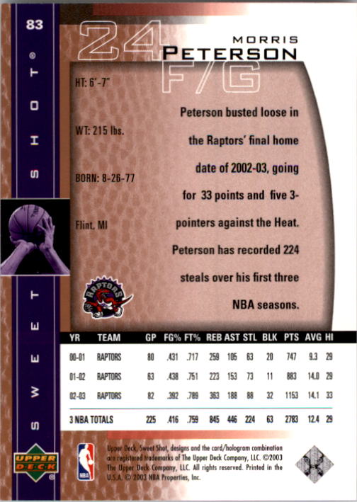 2003/2004 Sweet Shot (Upper Deck) Basketball - Picture 59 of 221