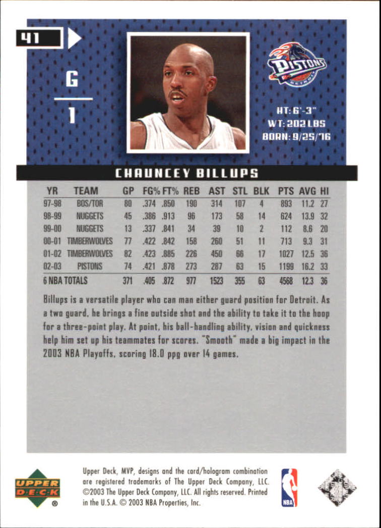 2003/2004 MVP (Upper Deck) Basketball Part 2 Parallel Cards - Picture 41 of 177