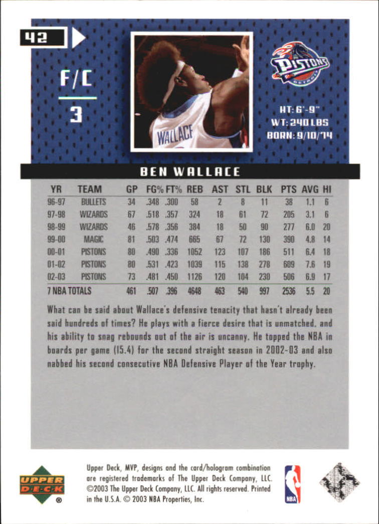 2003/2004 MVP (Upper Deck) Basketball Part 2 Parallel Cards - Picture 43 of 177