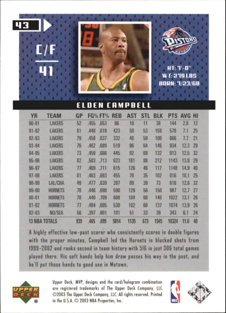 2003/2004 MVP (Upper Deck) Basketball Part 2 Parallel Cards - Picture 45 of 177