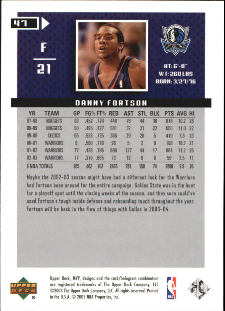 2003/2004 MVP (Upper Deck) Basketball Part 2 Parallel Cards - Picture 51 of 177