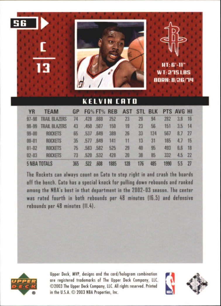 2003/2004 MVP (Upper Deck) Basketball Part 2 Parallel Cards - Picture 61 of 177