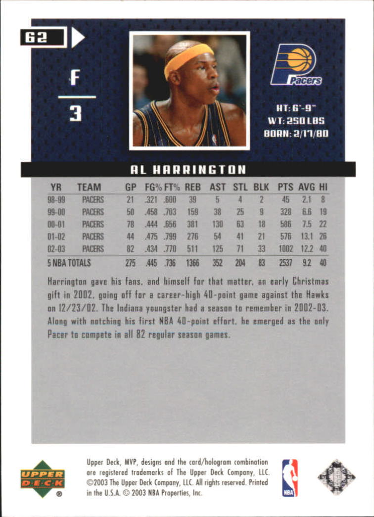 2003/2004 MVP (Upper Deck) Basketball Part 2 Parallel Cards - Picture 67 of 177