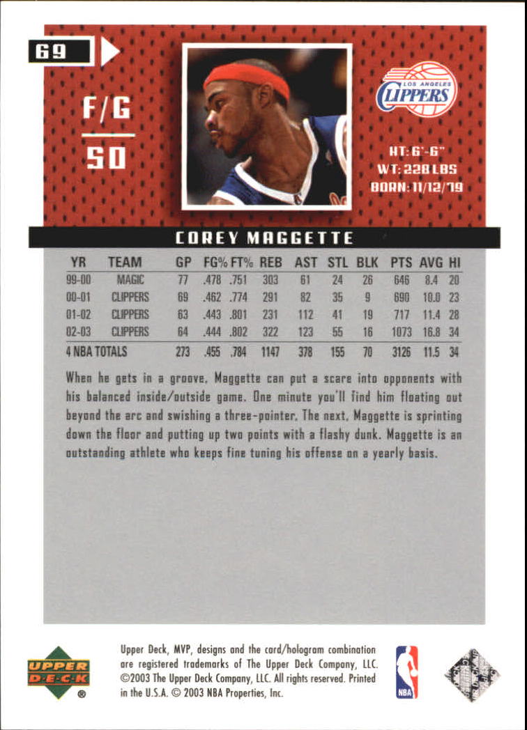 2003/2004 MVP (Upper Deck) Basketball Part 2 Parallel Cards - Picture 69 of 177