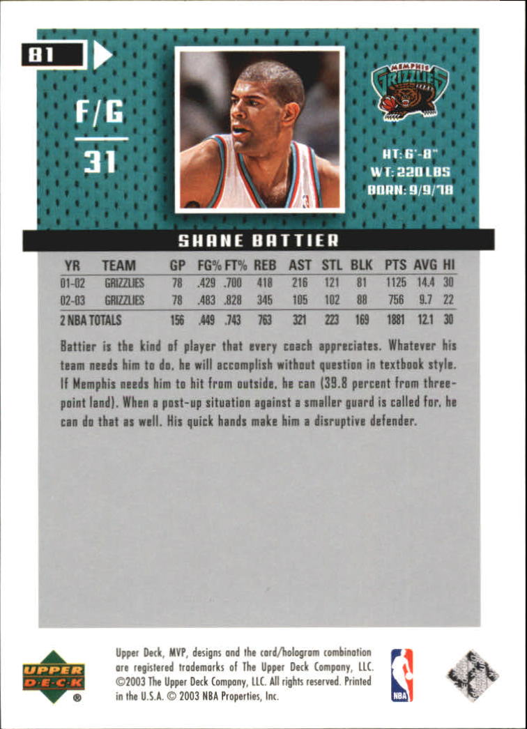 2003/2004 MVP (Upper Deck) Basketball Part 2 Parallel Cards - Picture 77 of 177
