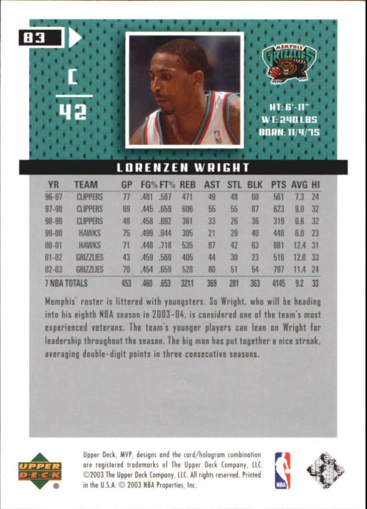 2003/2004 MVP (Upper Deck) Basketball Part 2 Parallel Cards - Picture 79 of 177
