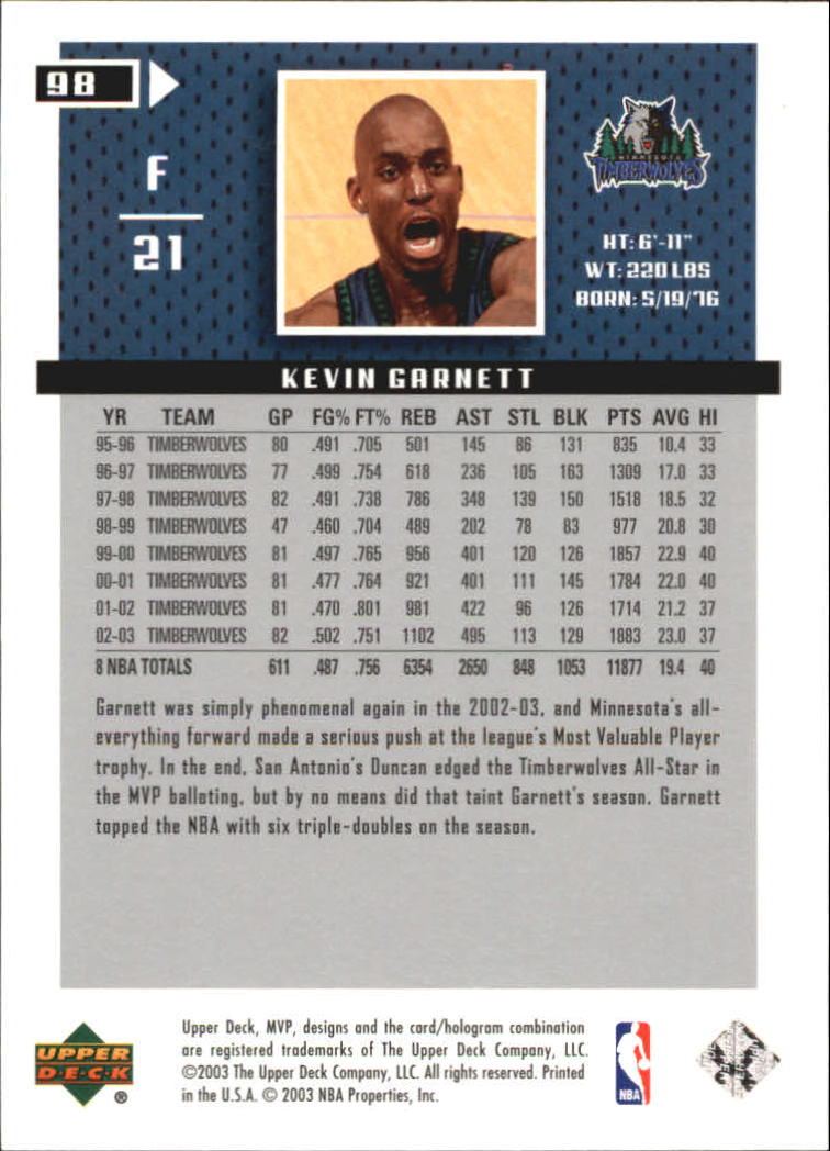 2003/2004 MVP (Upper Deck) Basketball Part 2 Parallel Cards - Picture 89 of 177