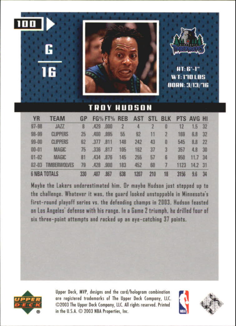 2003/2004 MVP (Upper Deck) Basketball Part 2 Parallel Cards - Picture 91 of 177