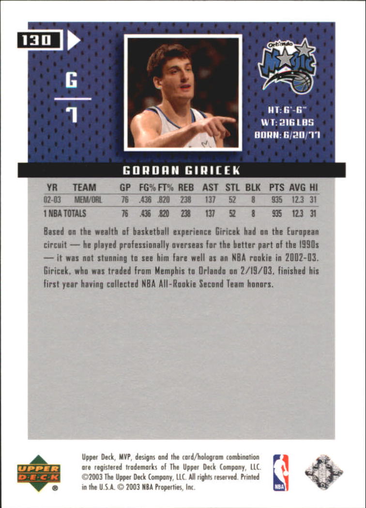 2003/2004 MVP (Upper Deck) Basketball Part 2 Parallel Cards - Picture 109 of 177