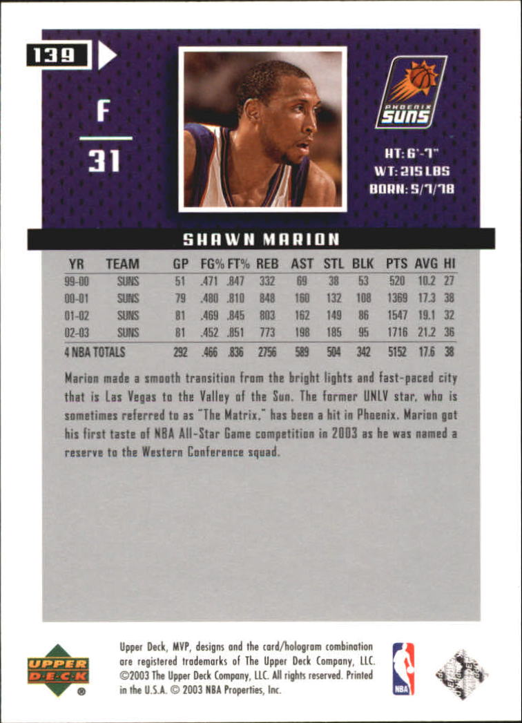 2003/2004 MVP (Upper Deck) Basketball Part 2 Parallel Cards - Picture 117 of 177