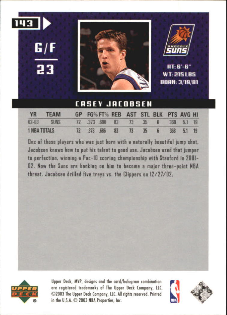 2003/2004 MVP (Upper Deck) Basketball Part 2 Parallel Cards - Picture 123 of 177