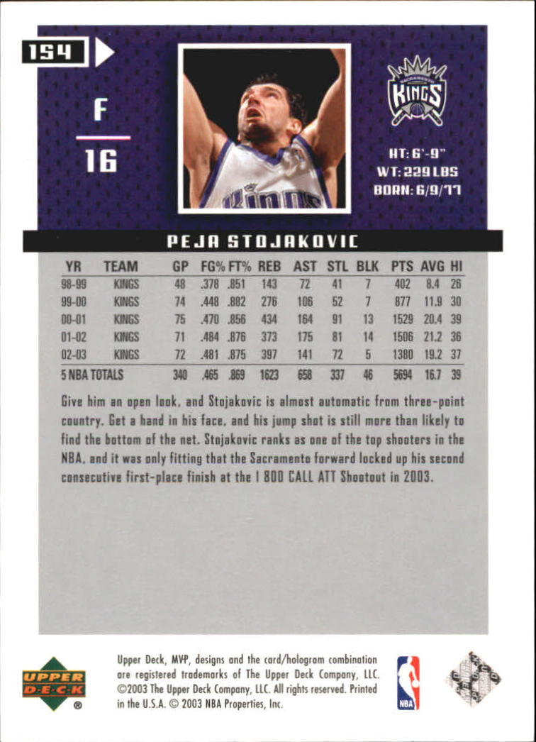2003/2004 MVP (Upper Deck) Basketball Part 2 Parallel Cards - Picture 131 of 177