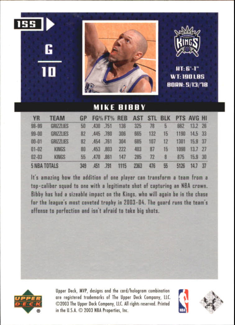 2003/2004 MVP (Upper Deck) Basketball Part 2 Parallel Cards - Picture 133 of 177