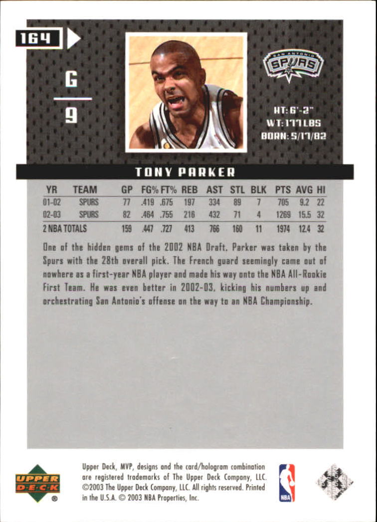 2003/2004 MVP (Upper Deck) Basketball Part 2 Parallel Cards - Picture 145 of 177