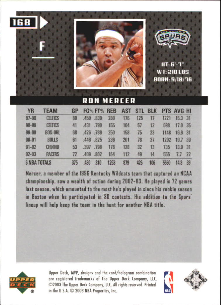 2003/2004 MVP (Upper Deck) Basketball Part 2 Parallel Cards - Picture 151 of 177