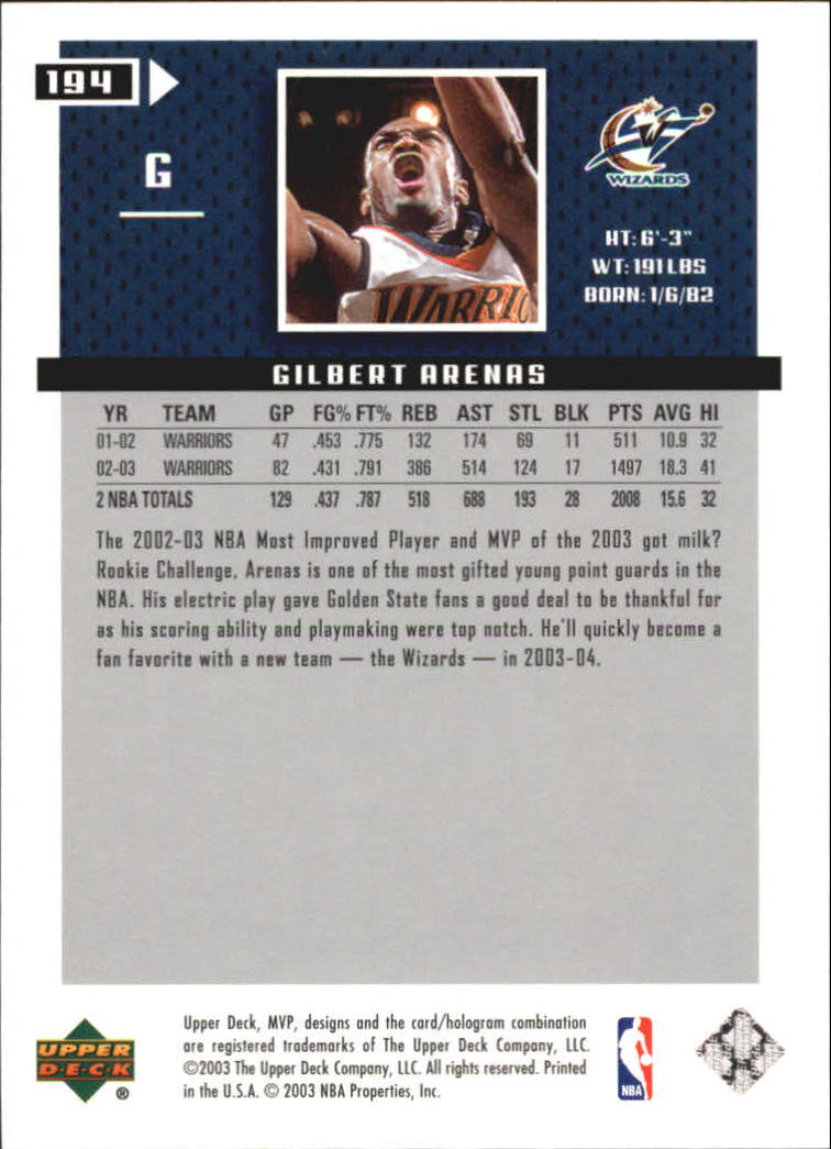 2003/2004 MVP (Upper Deck) Basketball Part 2 Parallel Cards - Picture 163 of 177