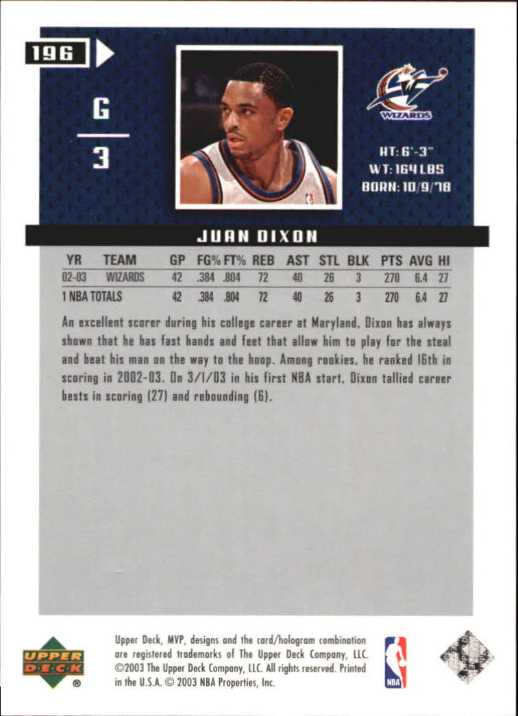 2003/2004 MVP (Upper Deck) Basketball Part 2 Parallel Cards - Picture 165 of 177