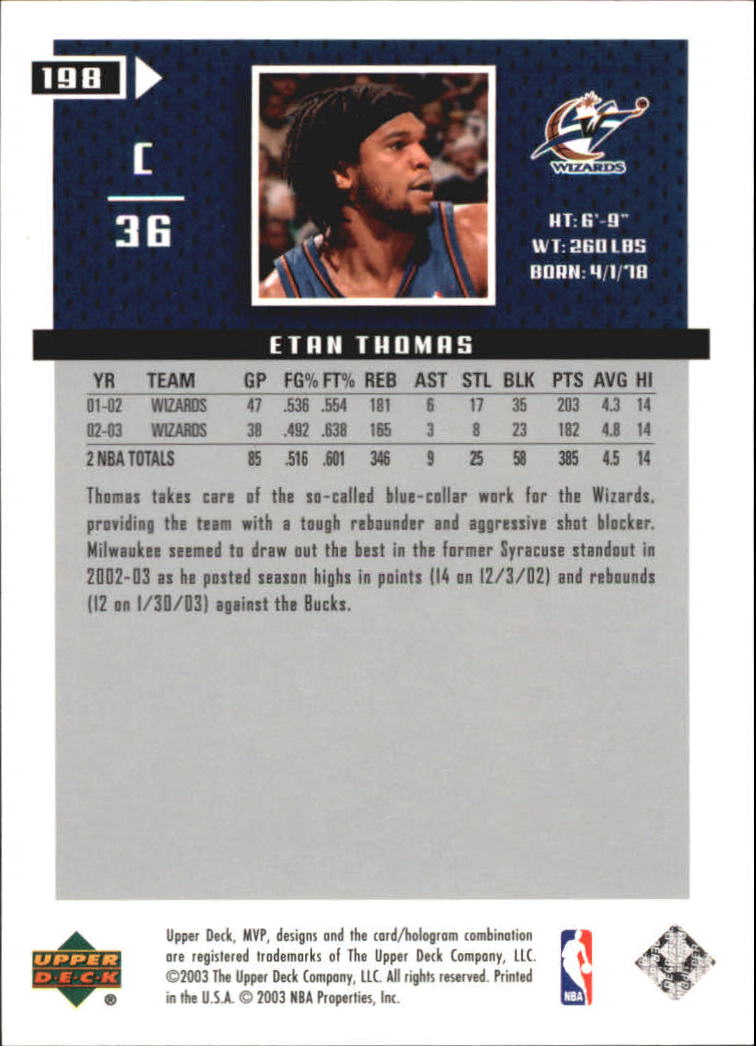 2003/2004 MVP (Upper Deck) Basketball Part 2 Parallel Cards - Picture 167 of 177